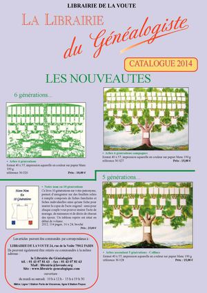 Catalogue généalogique 2014