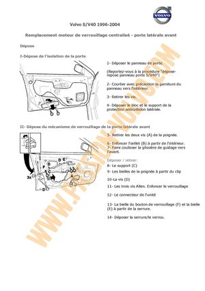 Volvo S/V40 - Procédure dépose/repose moteur centralisée avant