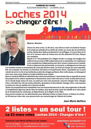 Loches 2014 : changer d'ère ! Profession de foi et tracts