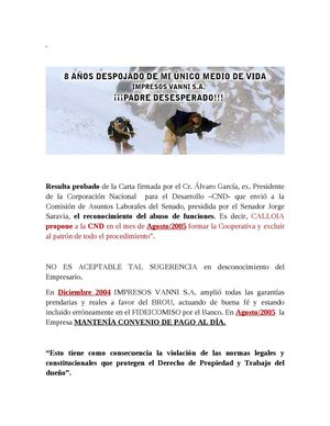 Esta probado en la Carta que la CND mandó a la comisión de asuntos laborales del Senado