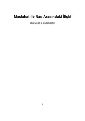 Maslahat ve Nas Arasındaki İlişki