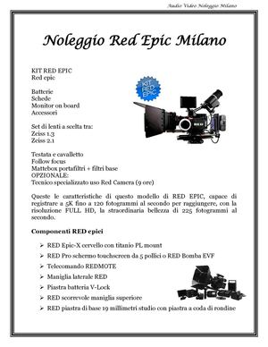 Noleggio red epic milano