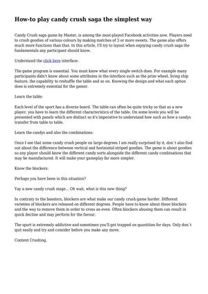 How-to play candy crush saga the simplest way