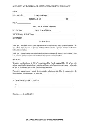 Modelos de alegación ao PXOM de Cabanas