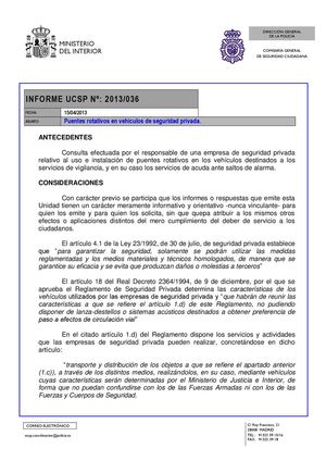 INFORME UCSP Nº: 2013/036 Puentes rotativos en vehículos de seguridad privada.