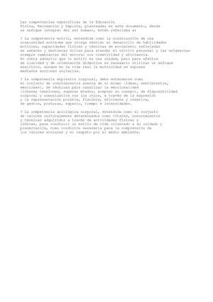 Las competencias específicas en educación física