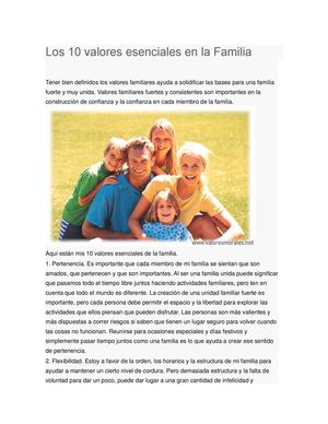 Valores En La Familia