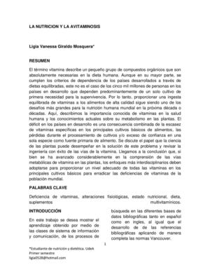 La avitaminosis y la nutrición 