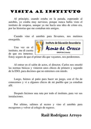 EXCURSIÓN AL INSTITUTO