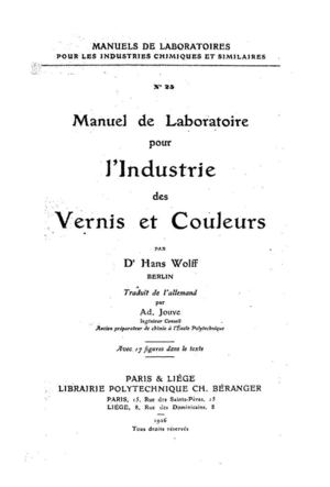 - Vernis et couleurs -HANS WOLFF 1926