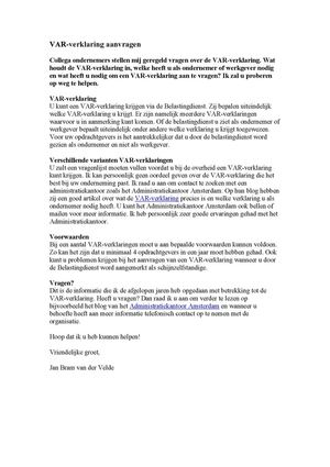 VAR-verklaring aanvragen