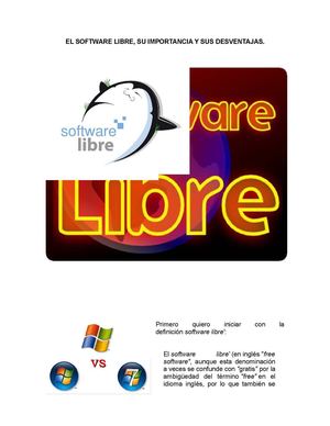 EL SOFTWARE LIBRE, SU IMPORTANCIA Y SUS DESVENTAJAS.
