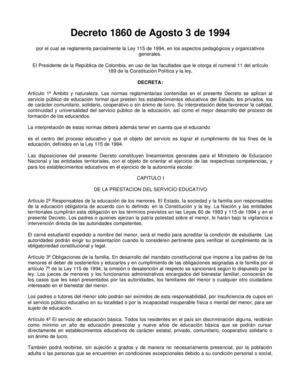 1994 - Decreto 1860 - Organizaión escolar