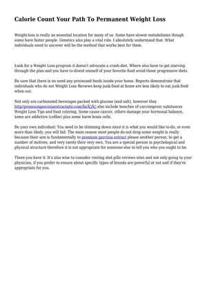 Calorie Count Your Path To Permanent Weight Loss
