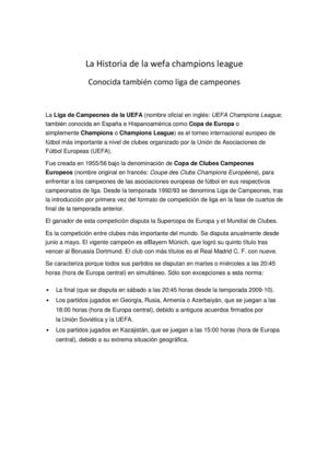 historia de la wefa champions league(liga de campeones)