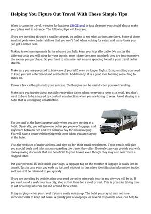 Helping You Figure Out Travel With These Simple Tips