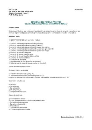 Trabajo práctico 'Armonía y contraste tonal'