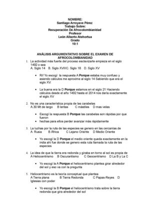 Recuperación De Examen De Afrocolombianidad 