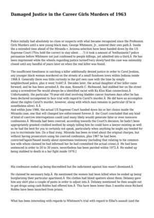 Damaged Justice in the Career Girls Murders of 1963