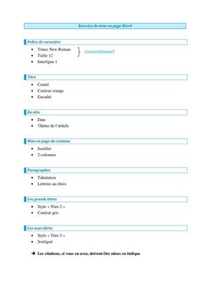 Exercice de mise en page Word