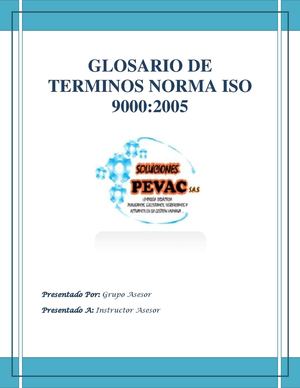 GLOSARIO DE TÉRMINOS NORMA ISO 9000 DE 2005