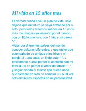 Mi vida en 15 años
