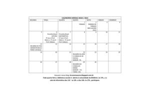 CALENDÁRIO MENSAL MAIO