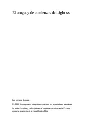 EL URUGUAY A COMIENZOS DEL SIGLO XX