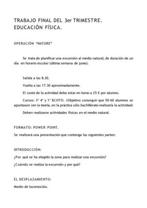 TRABAJO 1º BACHTO.3ª EVAL. EXCURSION OPERACION NATURE.