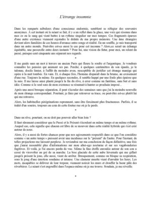 " L'étrange insomnie "