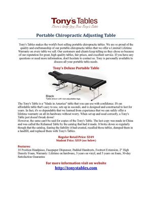 Portable Chiropractic Adjusting Table