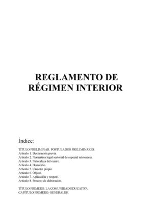 Reglamento de Régimen Interno