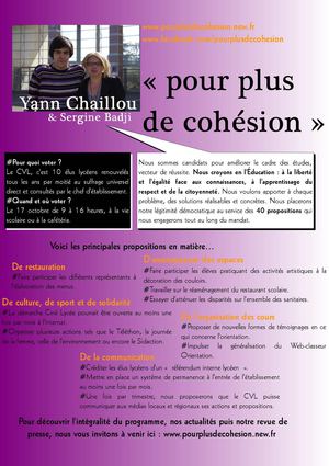Profession de foi - CVL 2011 - Pour plus de cohésion