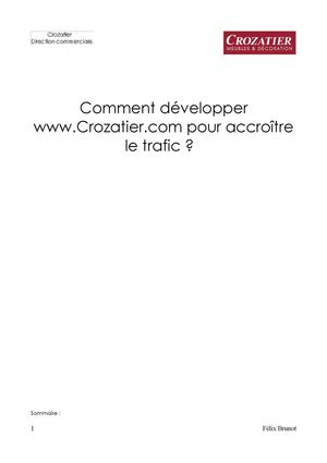 Comment développer www.crozatier.com et accroître le trafic ?