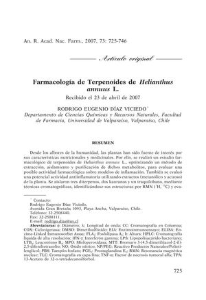 Farmacología de Terpenoides de Helianthus annuus L.