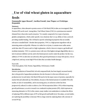El uso de gluten vital de trigo en la acuicultura