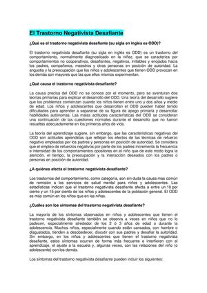 el trastorno negativista desafiante