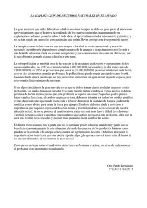 Explotación de los recursos naturales