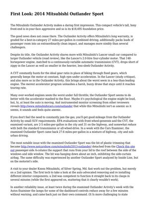 First Look: 2014 Mitsubishi Outlander Sport