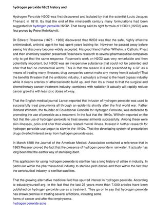 Hydrogen peroxide H2O2 history and health and wellness original innovations 