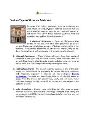 Various Types of Historical Evidences
