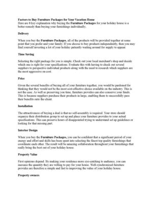 Factors to Buy Furniture Packages for Your Vacation Home