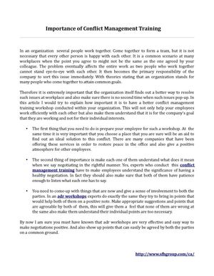 Importance of Conflict Management Training
