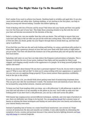 Choosing The Right Make Up To Be Beautiful
