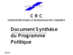 Documents de synthèse du programme politique de la CRC