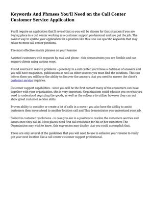 Keywords And Phrases You'll Need on the Call Center Customer Service Application