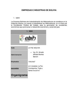 EMPRESAS E INDUSTRIAS DE BOLIVIA