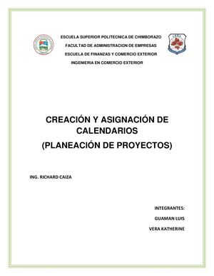 Creación y asignación de calendarios