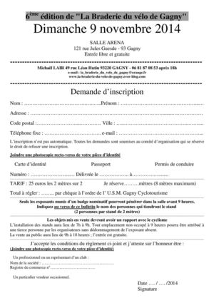 Demande d'inscription braderie 2014