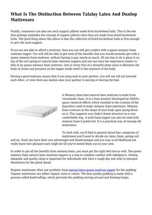 What Is The Distinction Between Talalay Latex And Dunlop Mattresses
